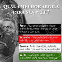 O poder das argilas tem se tornado cada vez mais popular no cuidado com a pele! Confira na imagem qual argila é perfeita para seu tipo de pele e qual problema ela resolve. #esteticafacial #ahazou #estetica #argila #mascaradeargila
