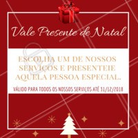 Está em dúvida sobre o que comprar para aquela pessoa especial? A surpreenda com um vale presente nosso, ela vai adorar receber nossos cuidados. Para mais informações nos contate pelo telefone xxxxxxxxxxx. #presente #valepresente #natal #ahazou