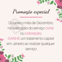 Garanta sua beleza no ano que vem! Realizando um corte ou coloração, você garante um tratamento capilar de presente no mês de Janeiro ao realizar qualquer outro serviço 😍 Aproveite! #cabelo #ahazou #beleza #salaodebeleza #promoçao