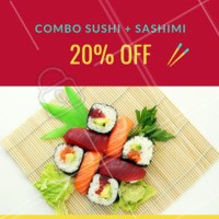 20% de desconto nesse combo? É isso mesmo, você não vai perder essa né? Peça já o seu! #combo #sushi #ahazou #sashimi #japones #delivery