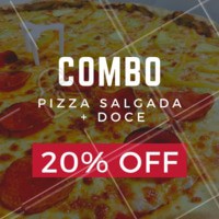 20% de desconto nesse combo? É isso mesmo, você não vai perder essa né? Peça já a sua! #combo #pizza #ahazou #pizzaria #delivery
