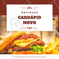 Tem novidades no cardápio da XXXXXX e você tem que conferir! #novidades #cardapio #ahazou #hamburguer #loucosporburger #hamburgueria