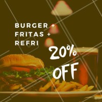 20% de desconto nesse combão? É isso mesmo, você não vai perder essa né? Peça já o seu! #combo #hamburguer #ahazou #fritas #refri #promocao #delivery