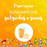 Que tal esse Esquenta de Carnaval? Aproveite a promoção e venha pro nosso bloquinho! 🥐 #lanchonete #ahazou #salgados #carnaval #sucos