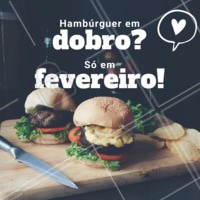 É hambúrguer em DOBRO que vocês queriam? 🍔🍔 Aproveitem que é só nesse mês, corre pra cá ou peça já o seu! #hambugueremdobro #doubleburger #hamburgueria #ahazouburger #promocao #fevereiro