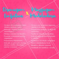 Você sabe a diferença entre a drenagem linfática e a massagem modeladora? Confira na imagem! 😉 #massagemmodeladora #ahazou #drenagemlinfatica