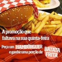 Não perca essa promoção que anima a quinta-feira de qualquer um! Corre pra fazer o seu pedido #hamburguer #burger #ahazougastronomia #ahazouapp #amorporhamburguer #batatafrita #quinta #promocao