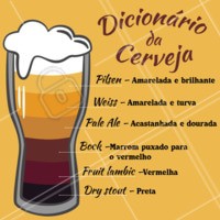 Quer ficar craque nas cervejas? Olha só esse dicionário resumindo a cor de cada tipo de cerveja: agora ficou fácil de lembrar, né? 😉 Aproveite para salvar esse post ou enviar o print pra um amigo que gosta de cervejas! #cerveja #ahazoutaste #bares