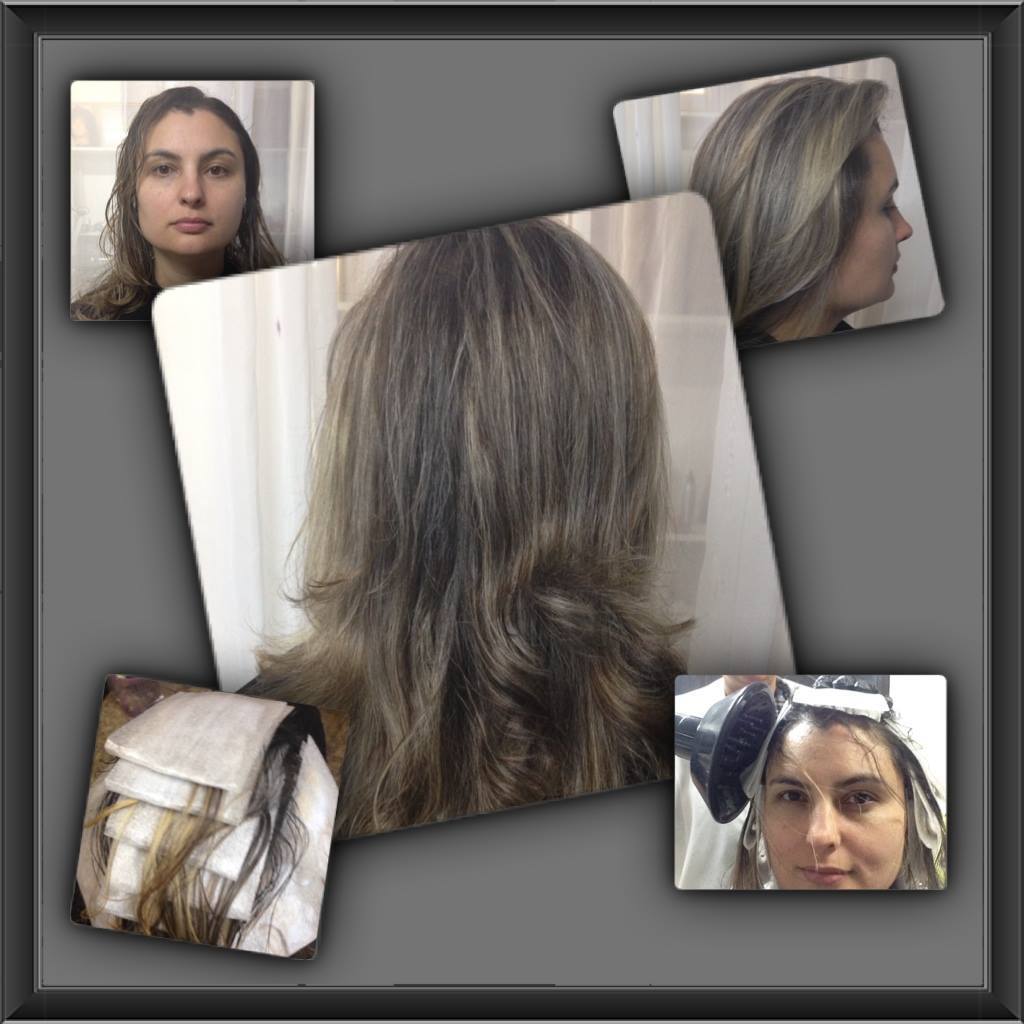 mechas feitas com manta antes e depois visagista terapeuta
