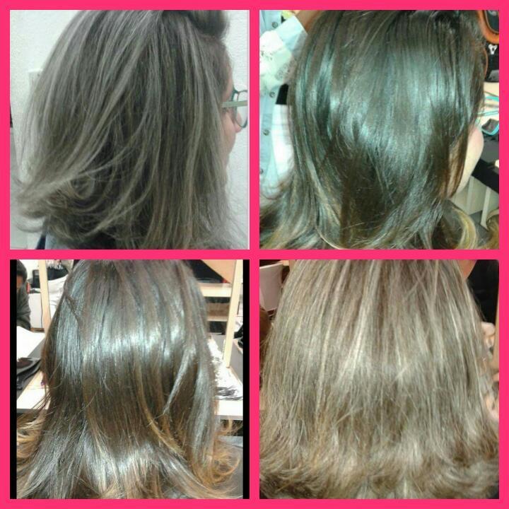 Antes e depois das luzes  auxiliar cabeleireiro(a)