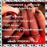 ATENDIMENTO A DOMICILIO
agende uma hora whatsapp : 97424343(tim)
- unha decorada 
- alongamento de unha em gel
- tratamento podologico para unha encravada
- spa dos pés (retirada de calos e calosidades e hidratação profunda) podólogo(a) manicure e pedicure