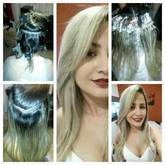 Luzes loira platinada e com cabelo saudável  cabeleireiro(a)