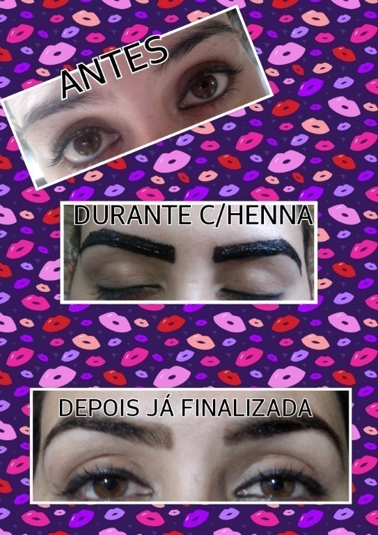 Limpeza normal das sobrancelhas ,depois a aplicação com a henna e por ultimo finalizada... designer de sobrancelhas