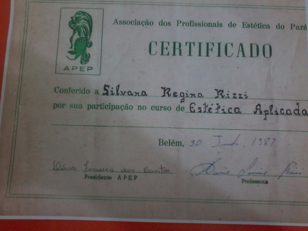 meu Certificado de curso técnico , método Dra. N.G.Payot esteticista cabeleireiro(a)