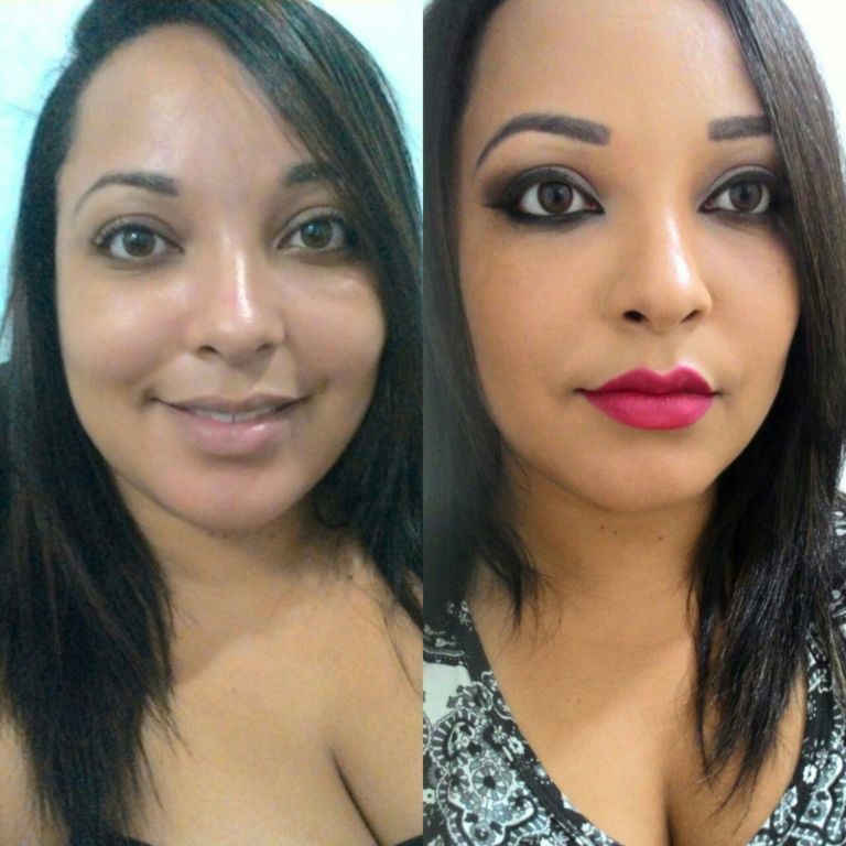 Foto: Make antes e depois | maquiagem | tipo de corte liso | | CBeauty