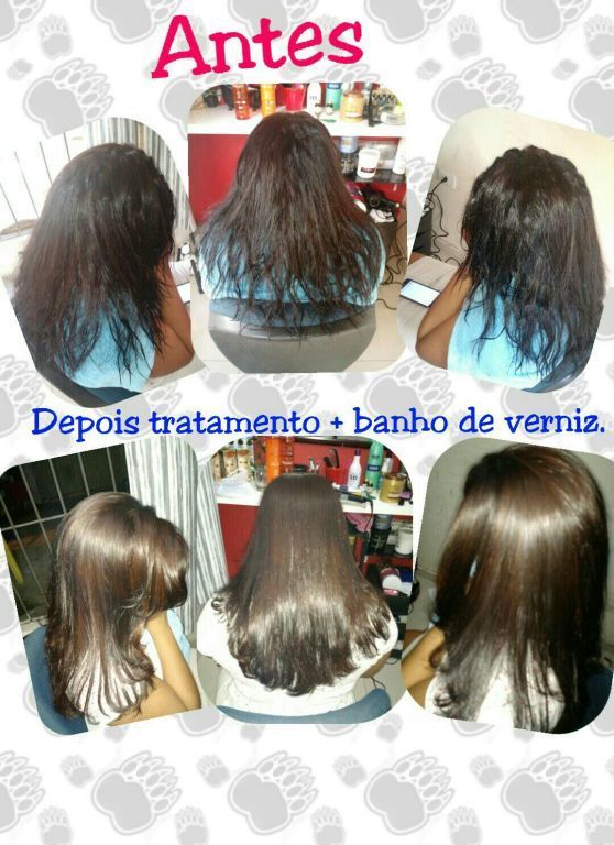 Progressiva + tratamento + banho de verniz cabelo cabeleireiro(a)