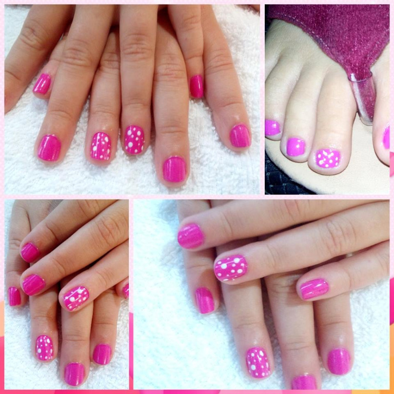 bolinhas no rosa unhas  manicure e pedicure