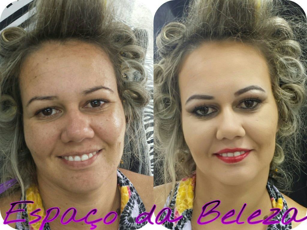 Antes e depois Make maquiagem cabeleireiro(a) designer de sobrancelhas escovista empresário(a)