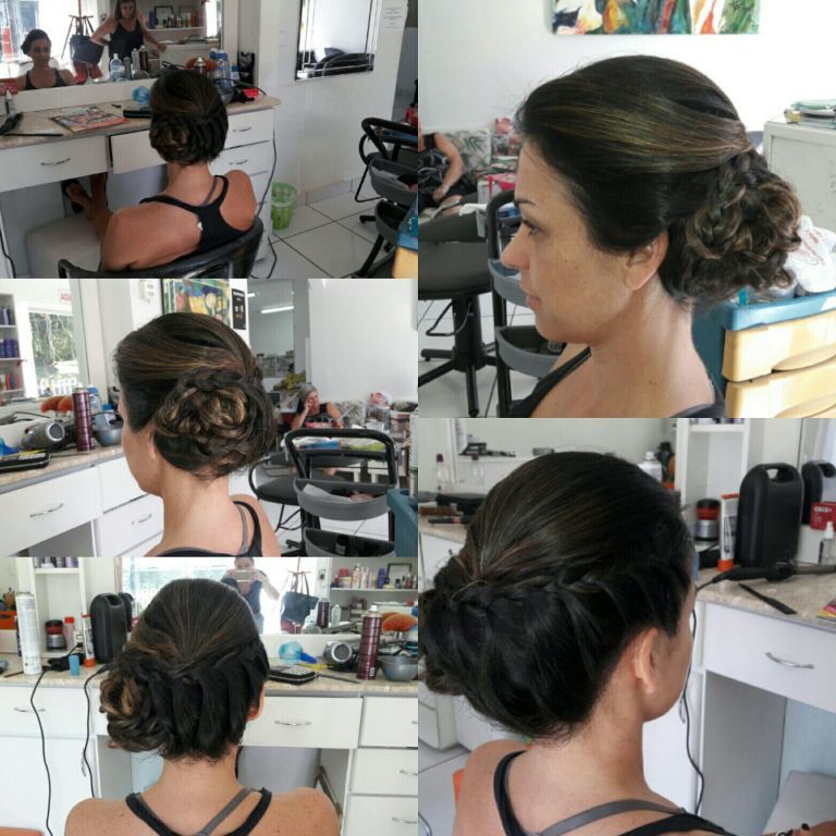 Penteado trança  com coque lateral. outros cabeleireiro(a)