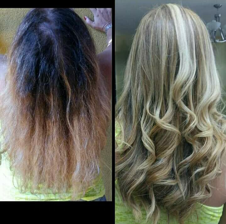 Ombre hair com correção de cor,  corte e recuperação. cabelo cabeleireiro(a) maquiador(a)
