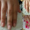 Alongamento em porcelana antes e depois.... Decoração a mão...