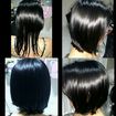 Cabelo curtinho, corte feito com o cabelo todo penteado para trás e amarrado com a liga, e deixando na medida que a Cliente desejar, ela escolheu um corte mais despojado e mais curto. Deixei um pesinho, pois a mesma não quis nuca batida, por tanto esse modo de cortar preserva a frente do cabelo