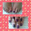 Cliente Irene. Esmalte em Gel da Avon, desenho com boliador na filha unica.