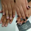 Alongamento de unhas em acrílico e esmaltação em gel.