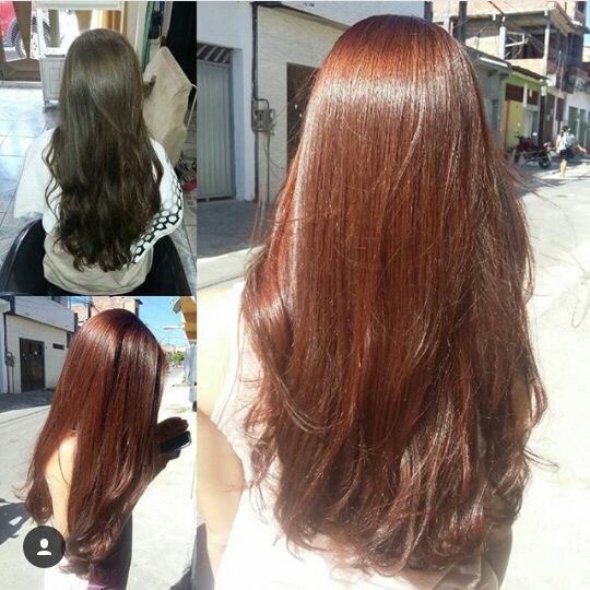 Coloração ruiva, antes e depois. cabelo cabeleireiro(a) esteticista massoterapeuta