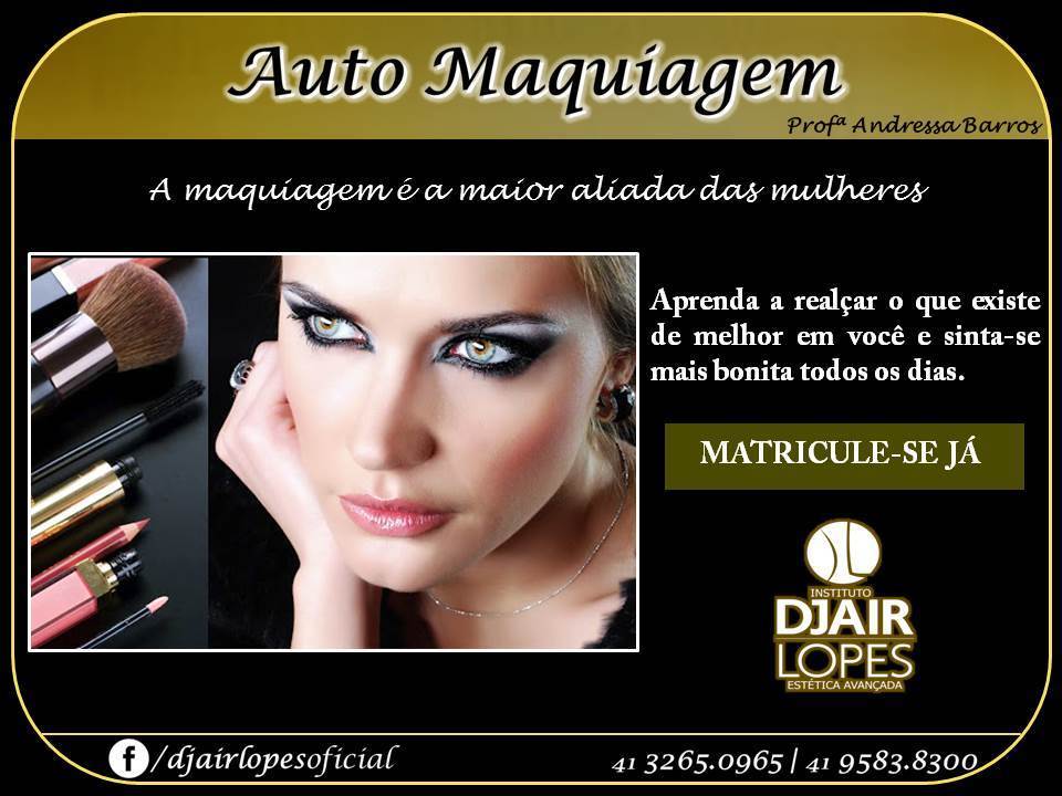 Se tudo que você deseja é sair linda com aquela maquiagem poderosíssima, como das atrizes. Mas na hora de reproduzir a maquiagem em casa não dá certo. Nós temos a solução para você com o curso de auto maquiagem você aprenderá alguns truques e dicas passo a passo e, aí sim, sair arrasando na balada, no jantar romântico, nos encontros com as amigas, no trabalho, e em qualquer ocasião!  maquiagem esteticista micropigmentador(a) designer de sobrancelhas dermopigmentador(a)