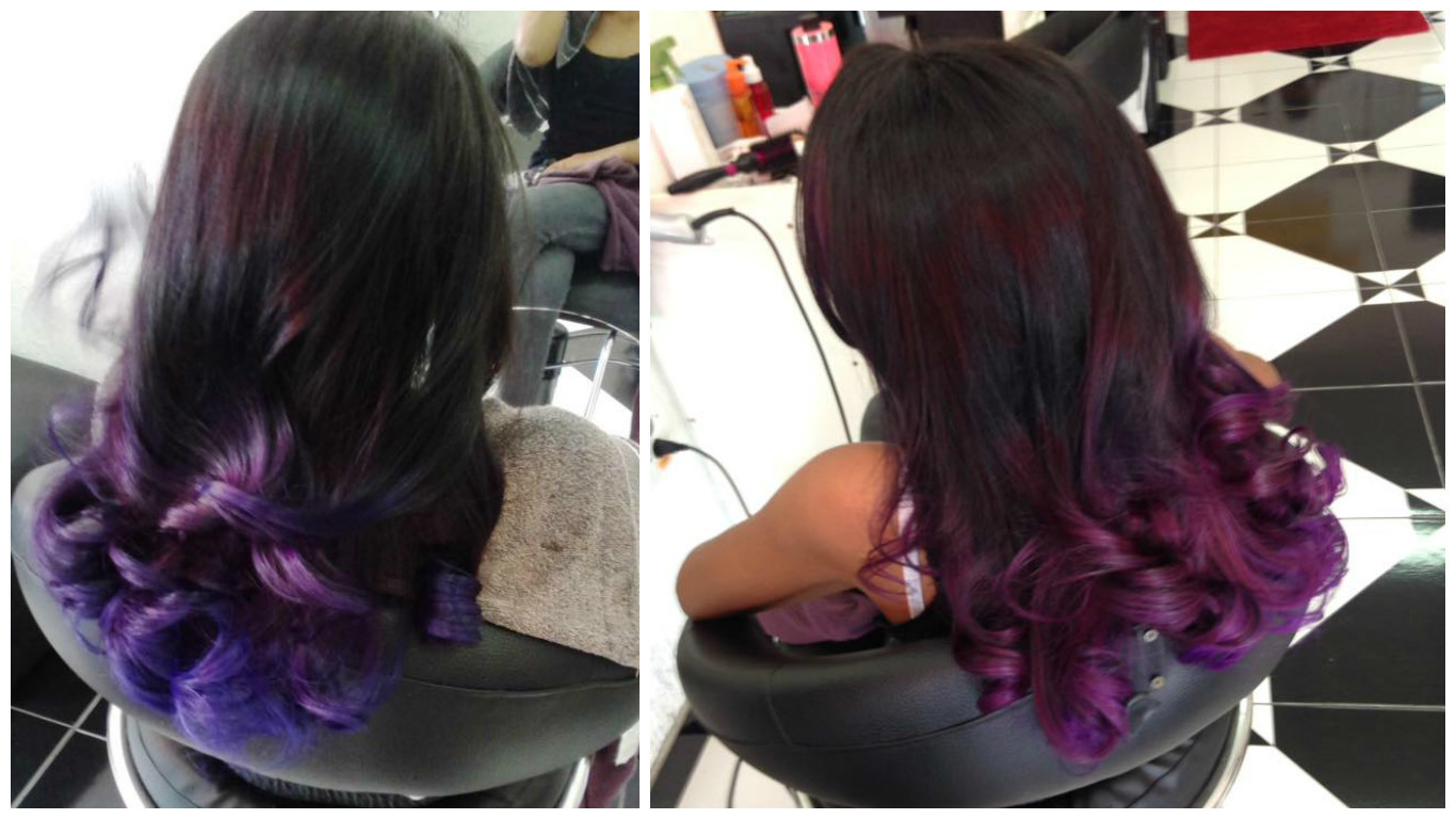 Ombré Roxo + Modelagem Natural cabelo cabeleireiro(a) maquiador(a) auxiliar cabeleireiro(a)