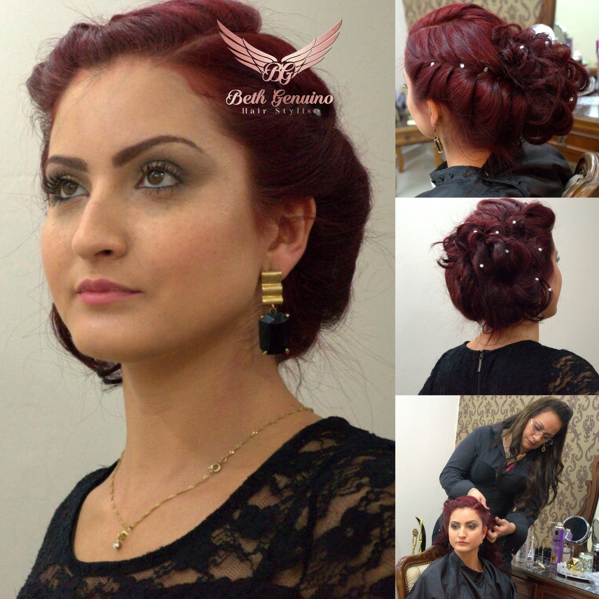 Penteado despojado com coque lateral e finalizado com cristais.  cabelo maquiador(a) cabeleireiro(a)