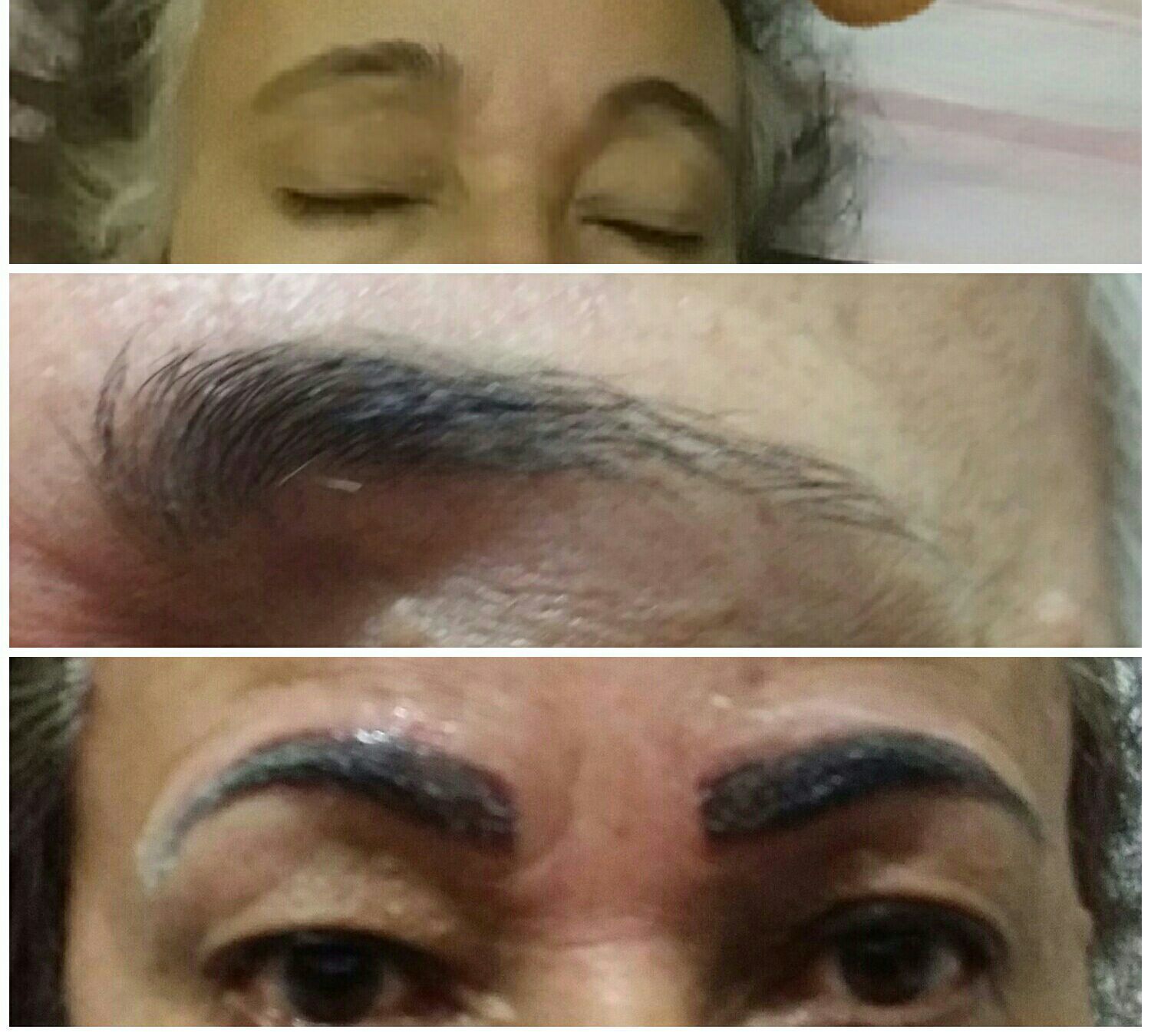 Tecnica microblading sobrancelha mais uma cleinte satisfeita. designer de sobrancelhas