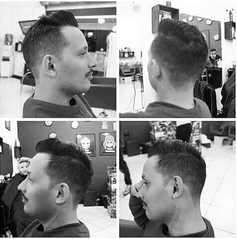 Americano clássico , com sombreado . cabelo barbeiro(a)