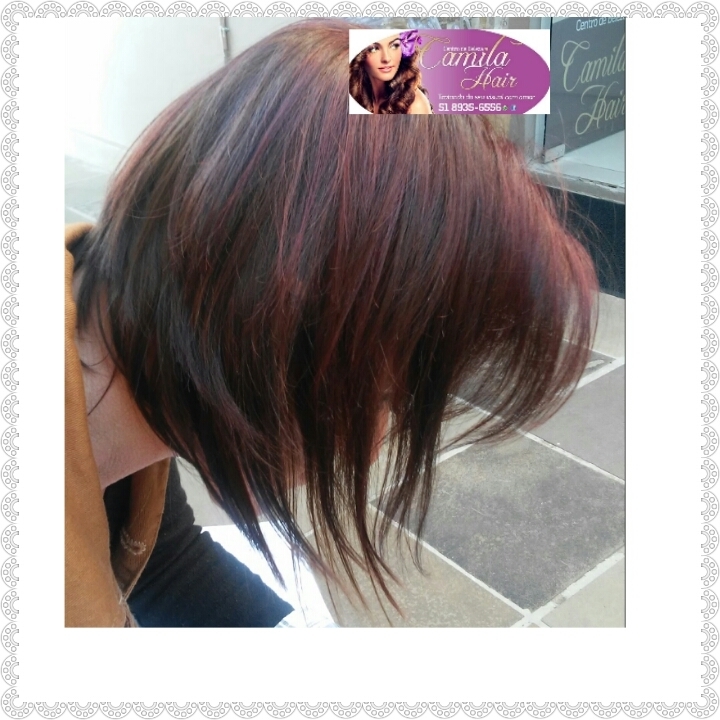 Chanel com mechas vermelhas, cabelo super estiloso! cabelo cabeleireiro(a)