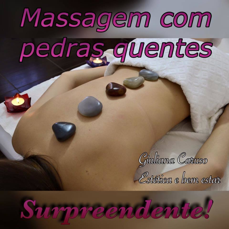 Massagem com pedras quentes estética esteticista designer de sobrancelhas