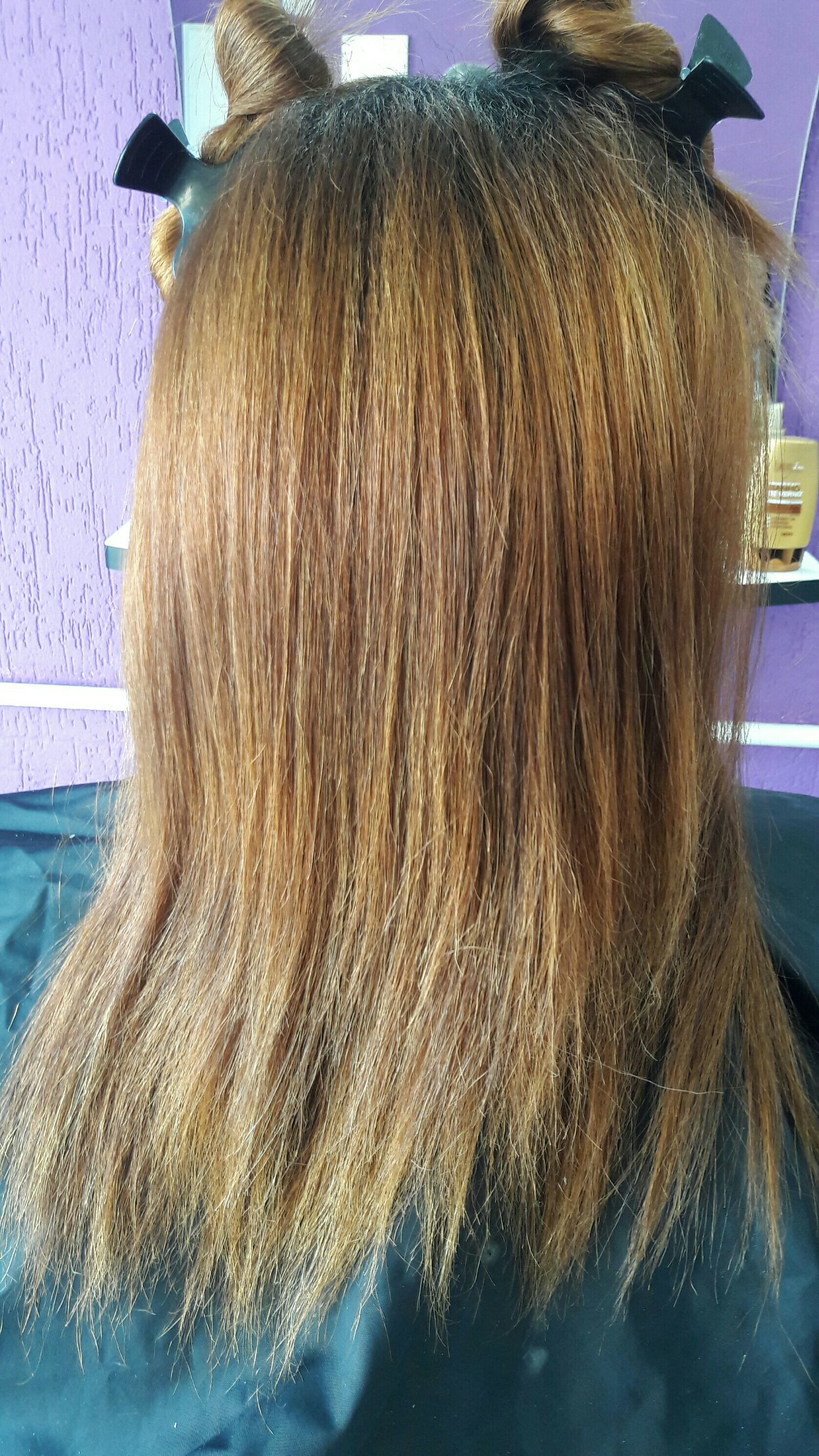 Antes acobreado cabelo cabeleireiro(a)