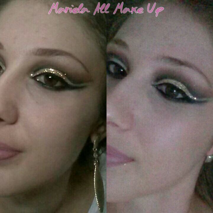 Cut crease com glitter  - foto com e sem flash
(Pele sem fazer) maquiagem estudante (maquiador)