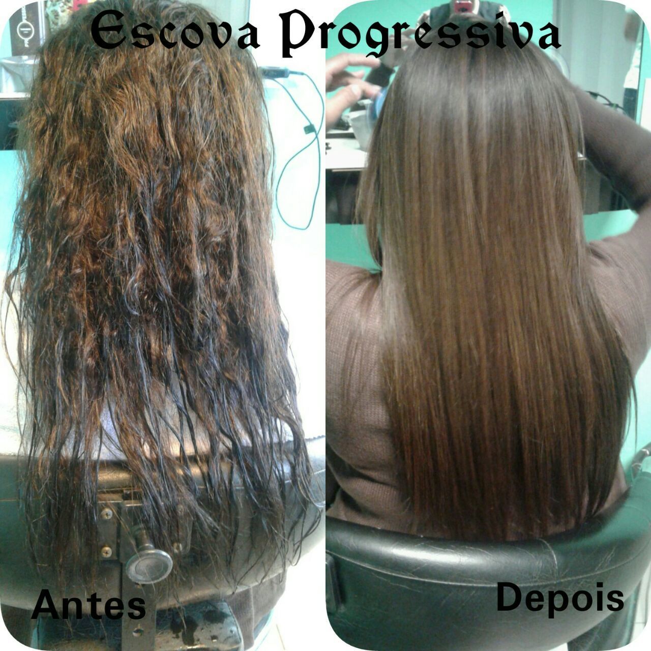 esse cabelo foi feito progressiva nele,na imagem da direita ele ja esta sem o produto e seco somente com secador cabelo cabeleireiro(a) auxiliar cabeleireiro(a)