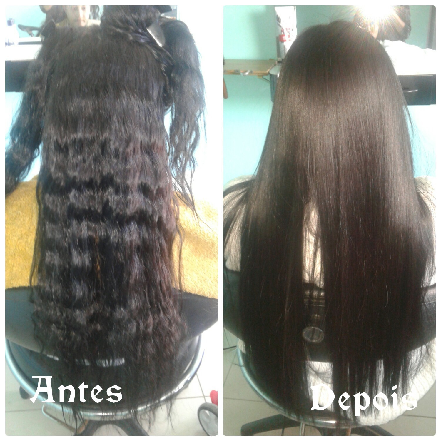 também feito progressiva por mim,na imagem da direita também lavado e seco somente com secador cabelo cabeleireiro(a) auxiliar cabeleireiro(a)