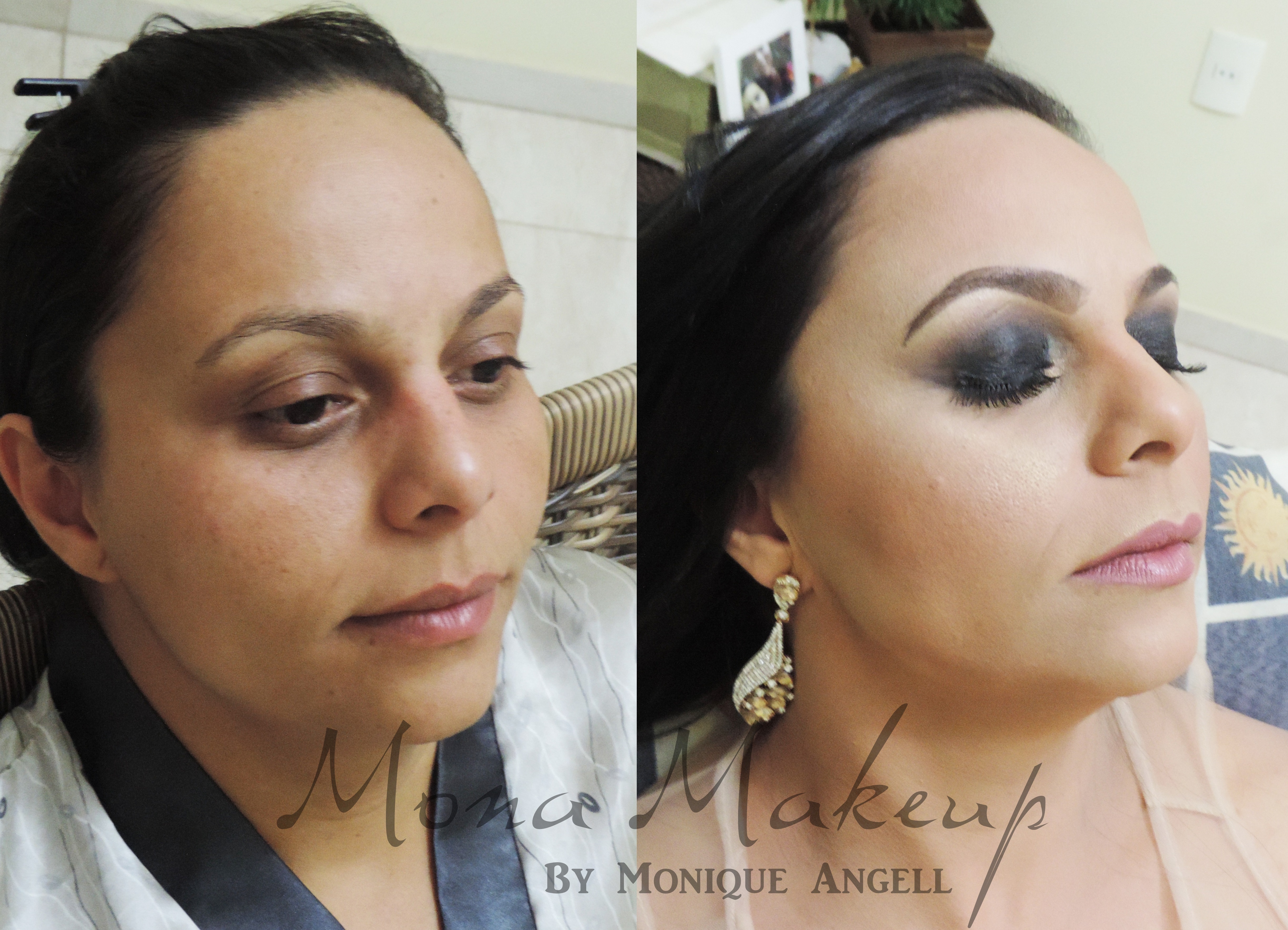 Antes e depois com Black Smoke Eye maquiagem maquiador(a) designer de sobrancelhas auxiliar cabeleireiro(a) docente / professor(a)