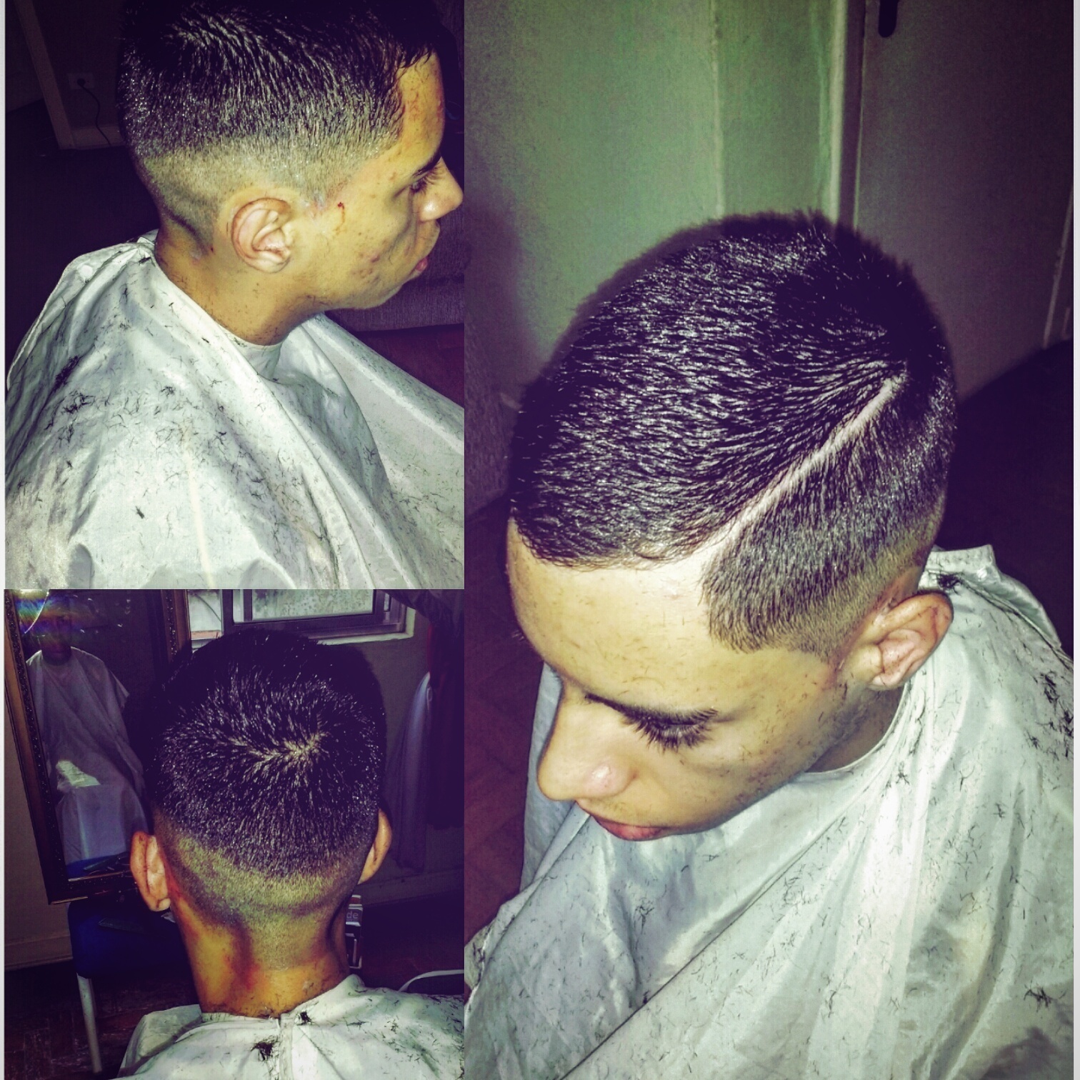 Corte esfumaçado mais conhecido como degrade porem um corte mais agrasseivo e mais ousado c uma risca  divindindo a lateral do cabelo. cabelo barbeiro(a)