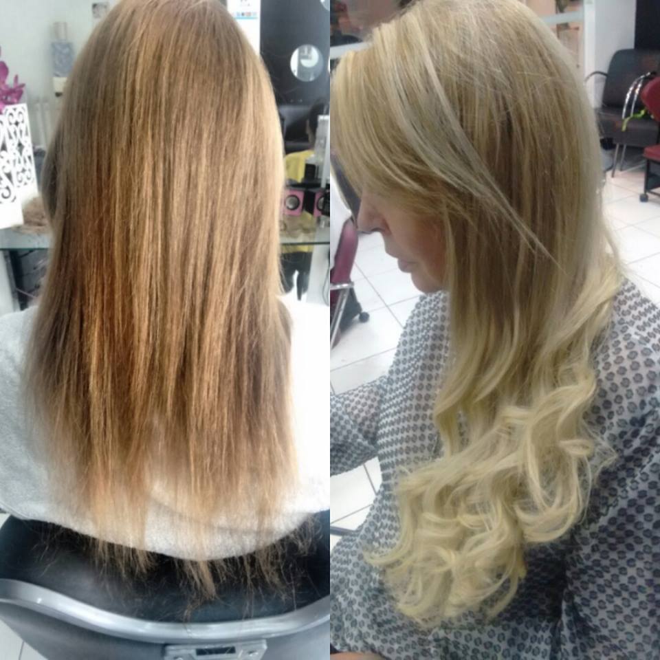 Antes e Depois. Alongamento mega hair tecnica fio a fio em queratina. cabelo assistente esteticista auxiliar administrativo auxiliar cabeleireiro(a) escovista esteticista vendedor(a) depilador(a) recepcionista cabeleireiro(a) manicure e pedicure designer de sobrancelhas