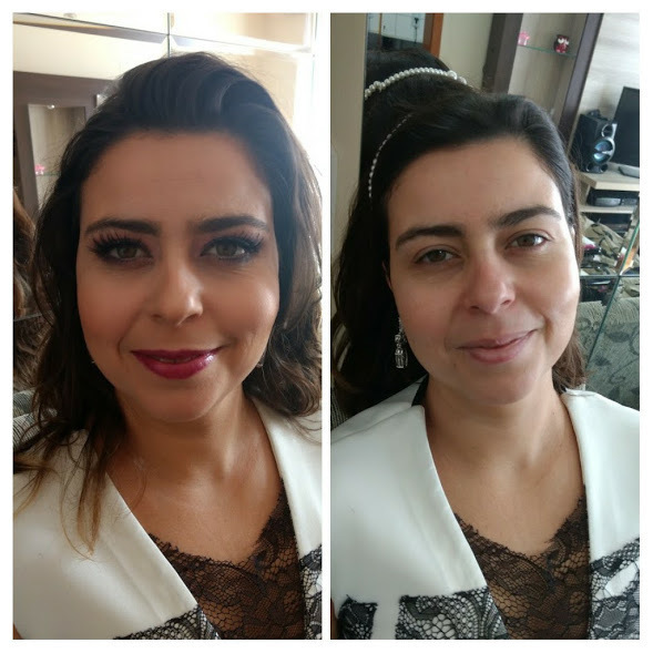 Antes e depois, esfumado em tons de marsala maquiagem maquiador(a) designer de sobrancelhas