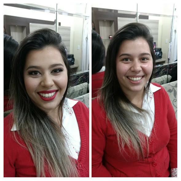 Antes e depois, esfumado em tons neutros sem marcação maquiagem maquiador(a) designer de sobrancelhas