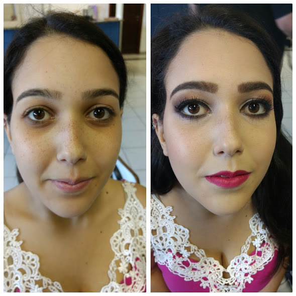 Antes e depois esfumado em tons neutros maquiagem maquiador(a) designer de sobrancelhas