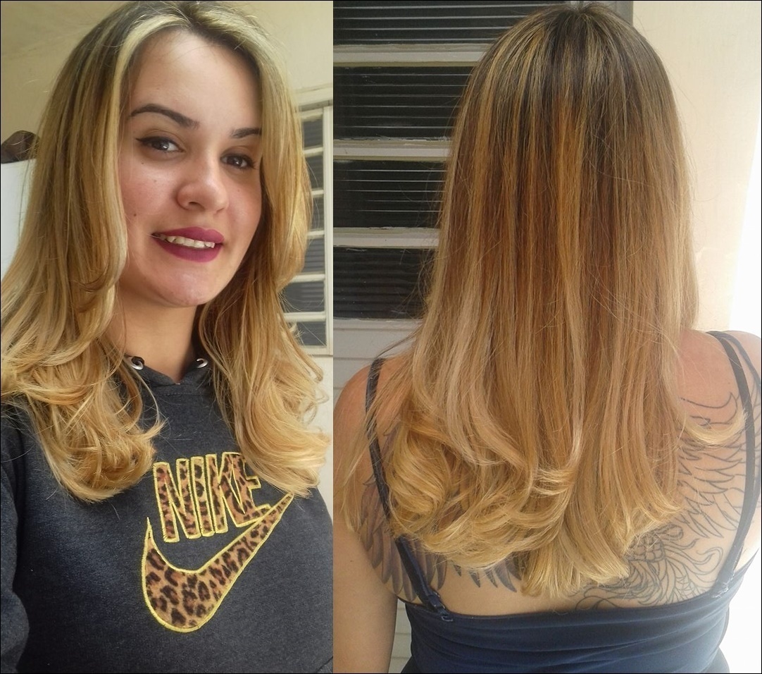 Mechas esfumadas com franja marcada ,com clareamento gradual  do mel ate loiro claro cabelo cabeleireiro(a)