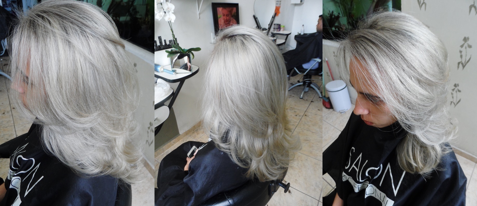 Mechas platinadas em um tom de 9.88 ,puxado 95% na touca cabelo cabeleireiro(a)