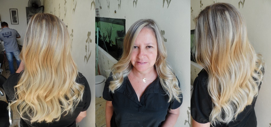 Mechas feitas no papel,com raiz esfumada,e franja marcada ,em uma tonalizade de loiro bege claro acinzentado  cabelo cabeleireiro(a)