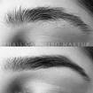 Design de sobrancelhas, antes e depois.
